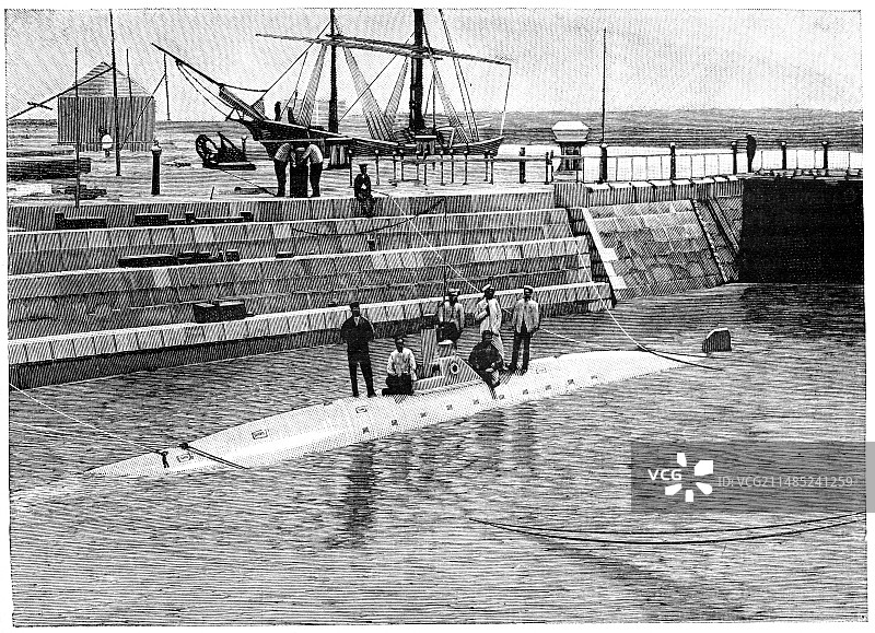 佩拉尔号潜艇，1889年图片素材