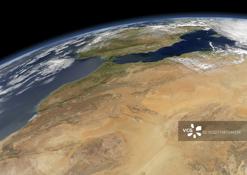 非洲西北部卫星图像图片素材