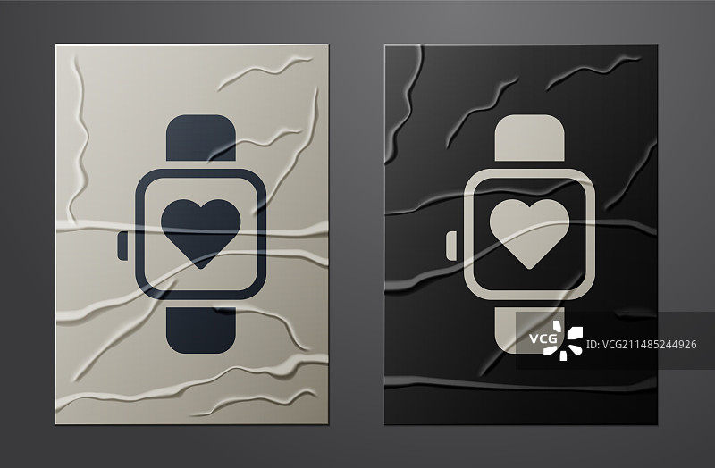 显示心率的白色智能手表图片素材