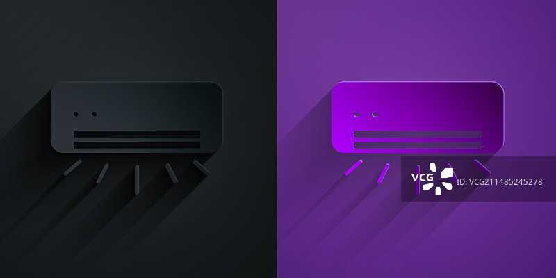 黑色背景上孤立的空调剪纸图标图片素材