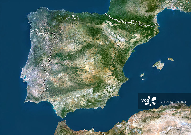 西班牙卫星图像图片素材