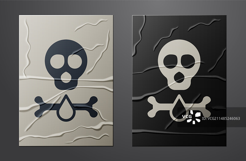 白色骨骼和骷髅有毒性象征图片素材