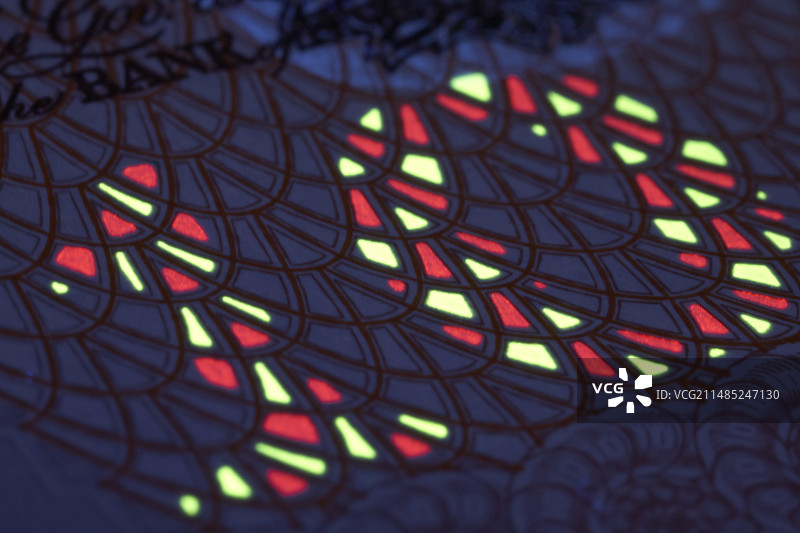 纸币，紫外线防伪标记图片素材