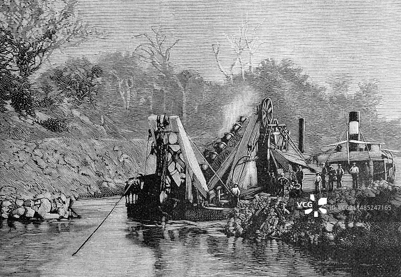 19世纪的巴拿马运河建设图片素材