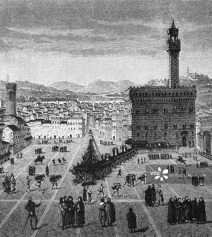 吉罗拉莫·萨伏那罗拉的处决,1498年图片素材