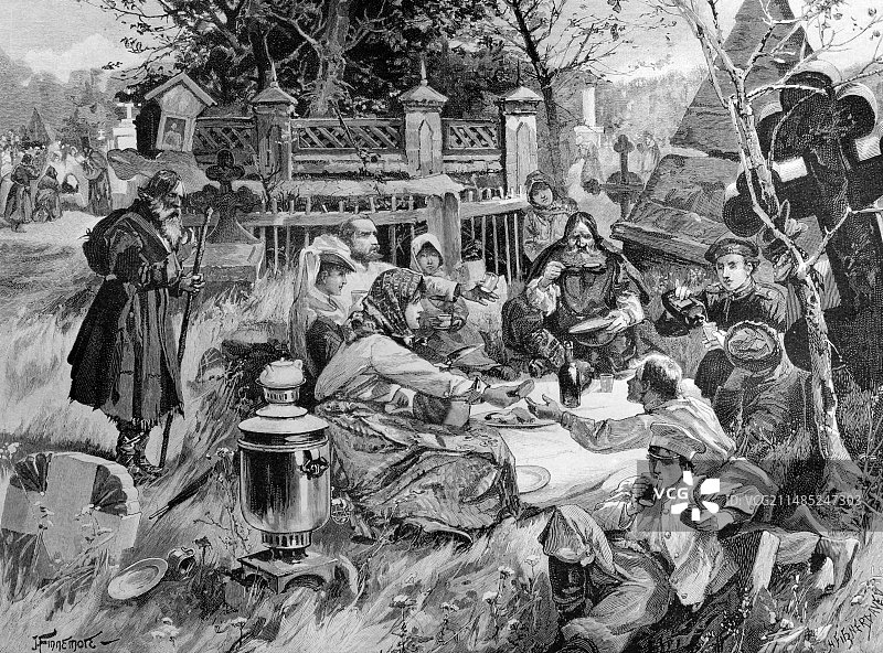 19世纪70年代俄罗斯亡灵节图片素材