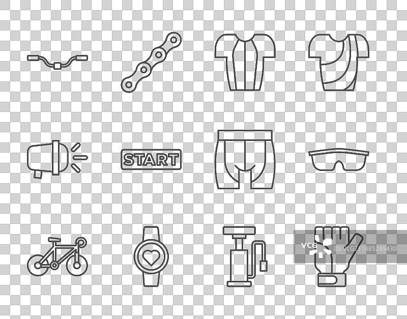 自行车手套骑行T恤线条组合图片素材