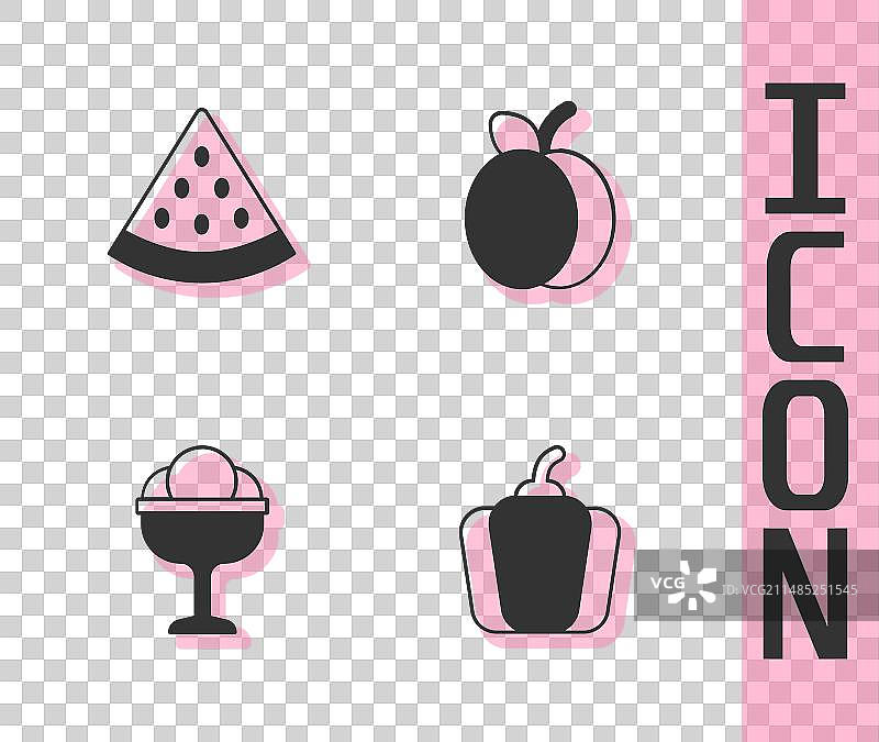 甜椒、西瓜和碗里的冰淇淋图片素材