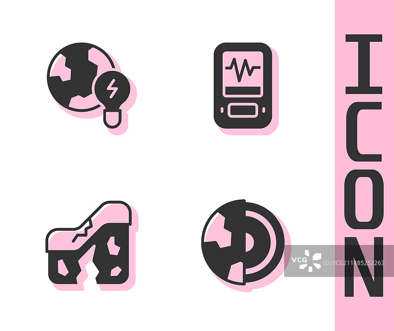 地球核心结构、地壳与全球行星套装图片素材