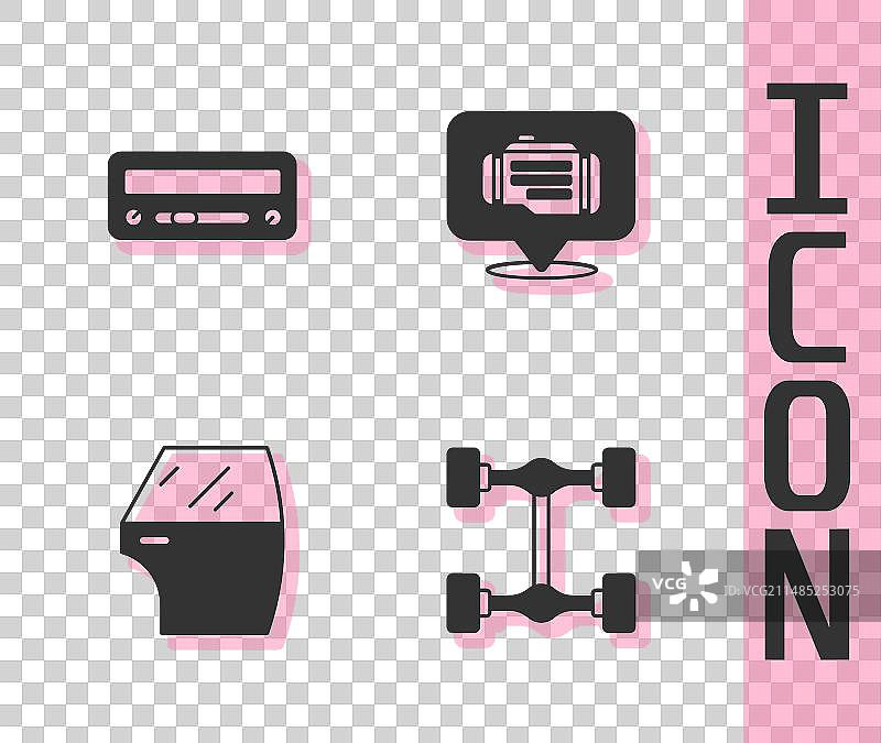 汽车底盘汽车音响车门和发动机检查套装图片素材