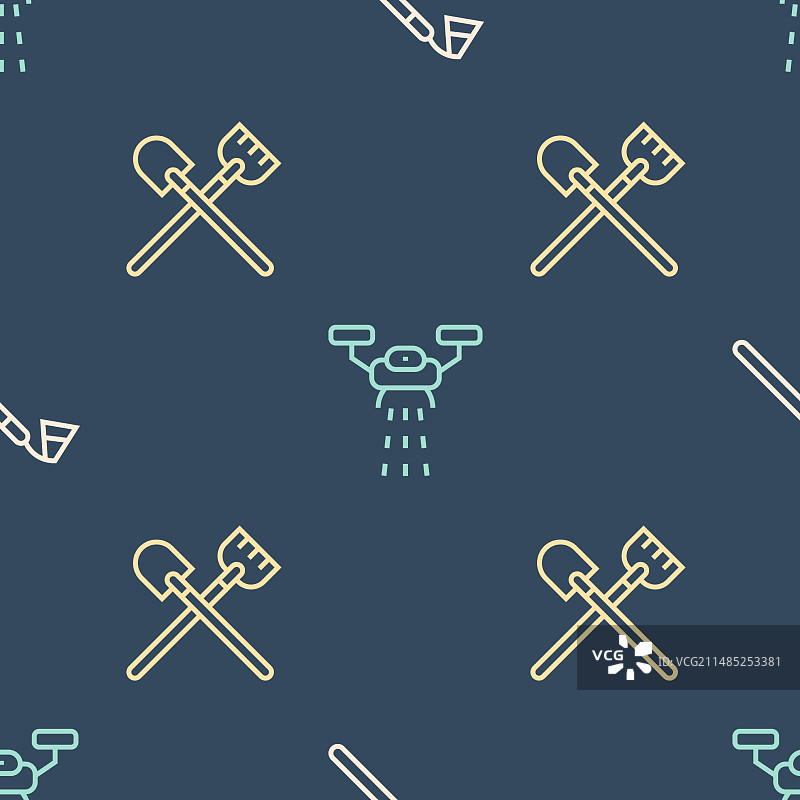 线条园艺锄头铲子智能农场图片素材