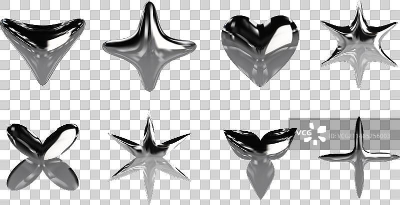 Y2K风格抽象镀铬图形图片素材