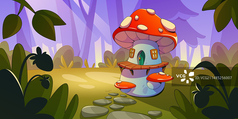 带魔法小屋的仙女森林仙境图片素材