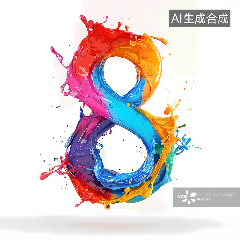 【AI数字艺术】油漆喷溅创意数字8图片素材