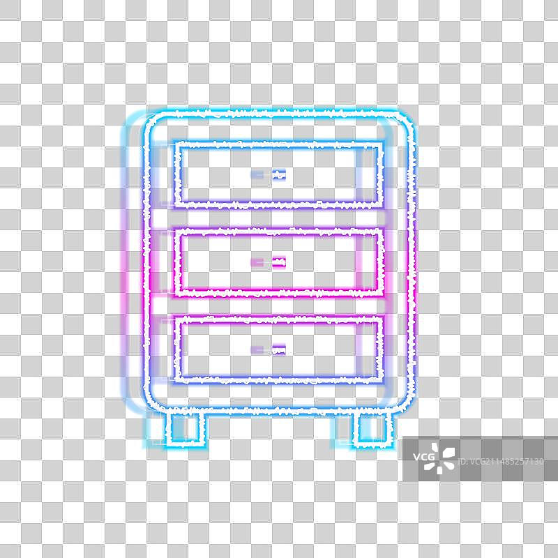 发光霓虹线条档案文件抽屉图标图片素材