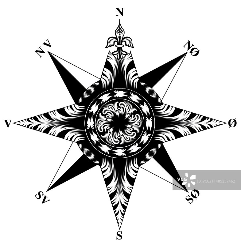 文艺复兴时期的罗盘玫瑰艺术作品图片素材