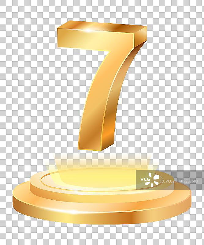 3D金色数字7 立体圆台颁奖台图片素材