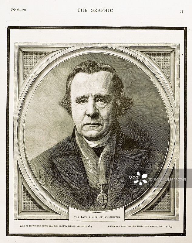 1873年塞缪尔·威尔伯福斯主教去世图片素材