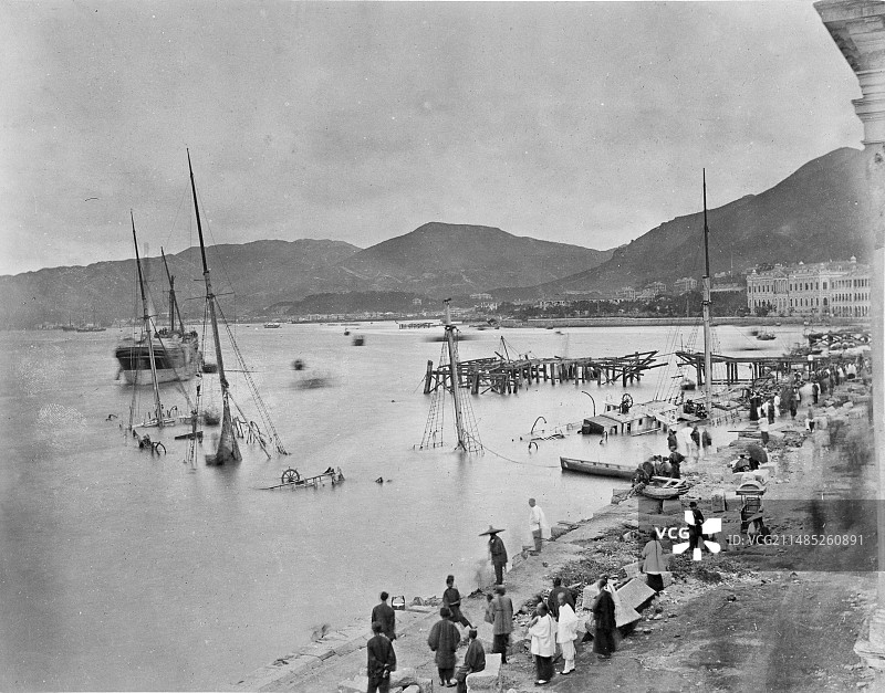 19世纪香港的台风破坏图片素材