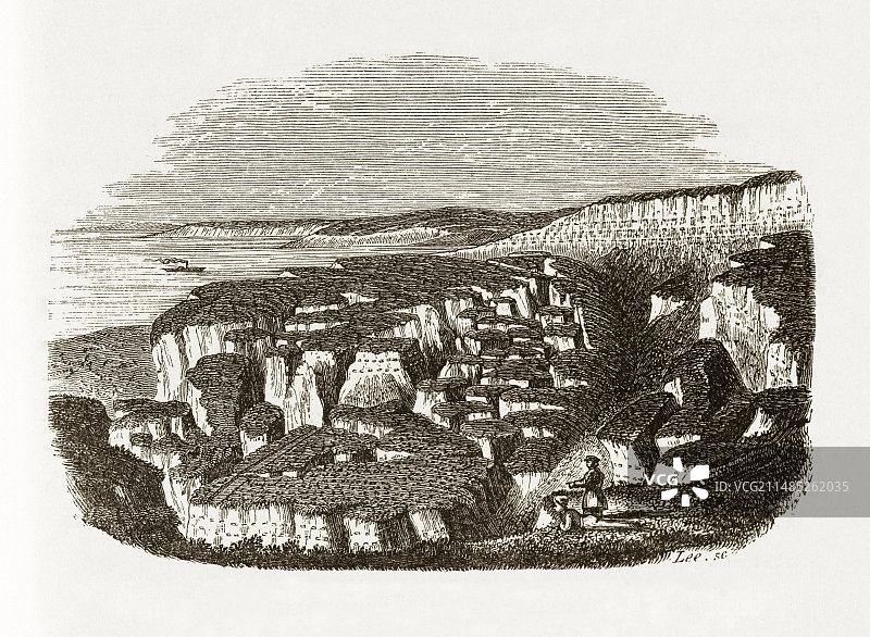 1839年苏塞克斯海岸的滑坡图片素材