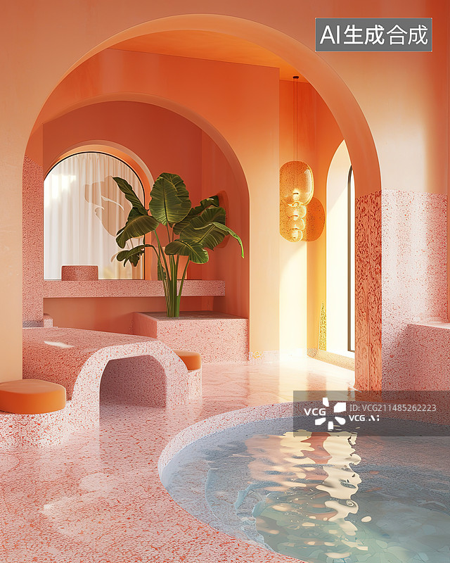 【AI数字艺术】豪华酒店室内空间图片素材