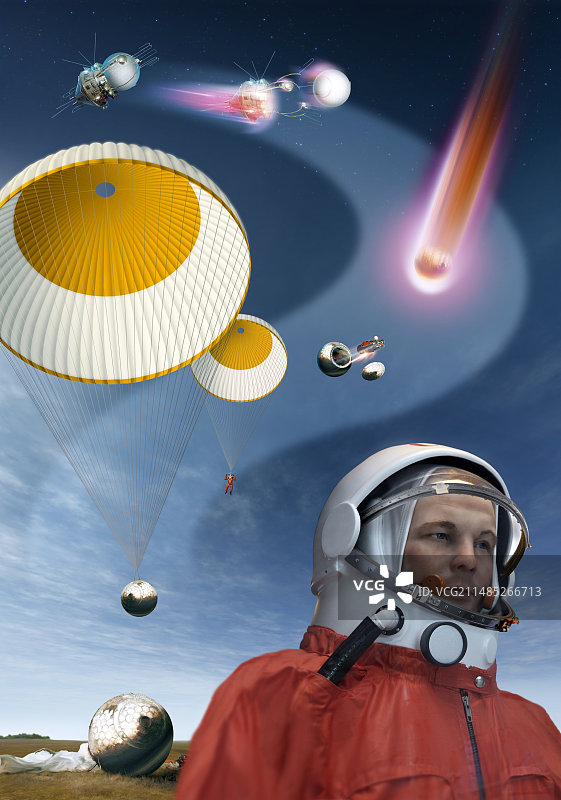 尤里·加加林的着陆艺术作品图片素材