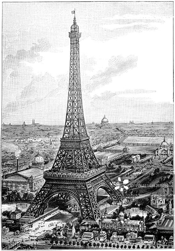 1889年万国博览会上的埃菲尔铁塔图片素材