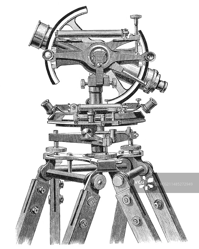 19世纪的珠穆朗玛峰经纬仪图片素材