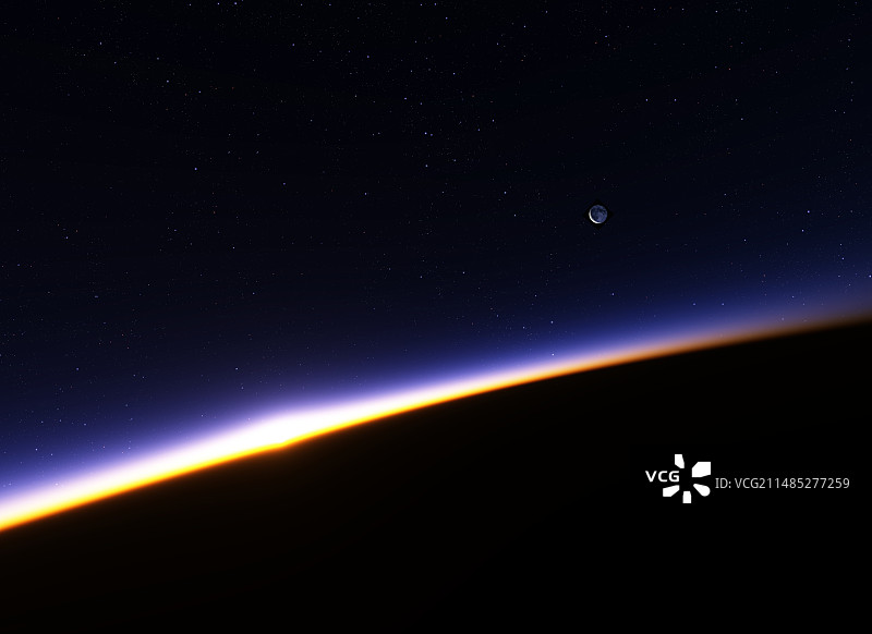 日落与轨道上的月亮，艺术作品图片素材
