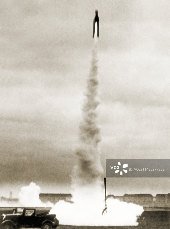 火箭发射平铺图案，20世纪30年代风格图片素材