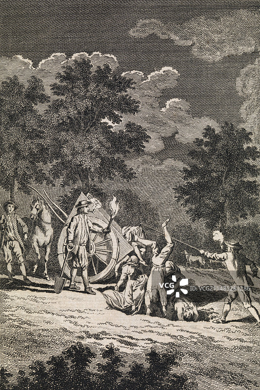 埋葬瘟疫受害者，版画图片素材