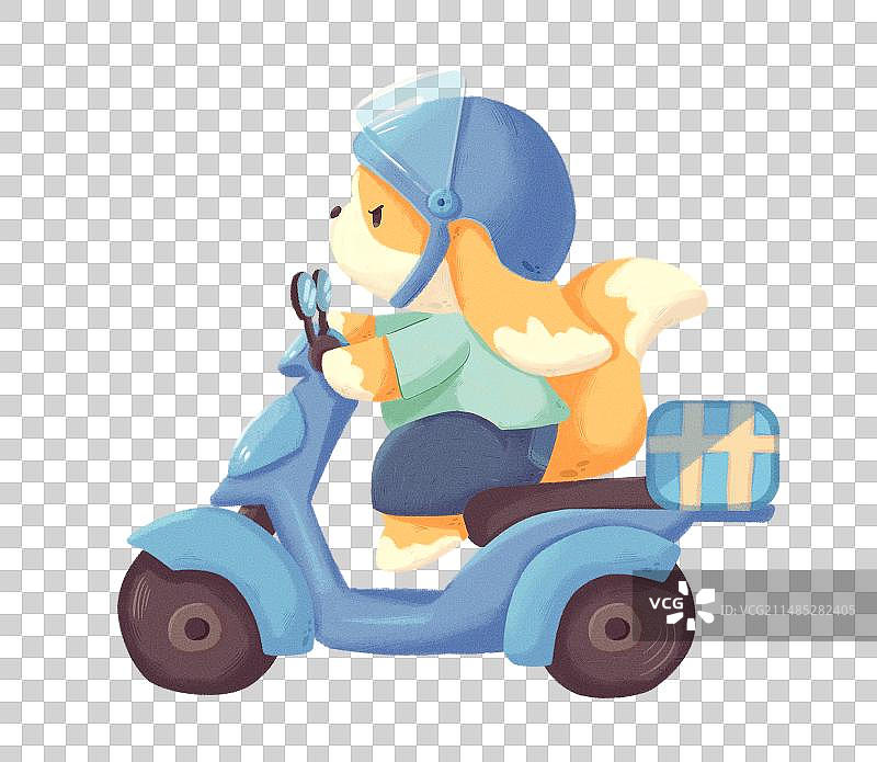 可爱动物送外卖插画图片素材