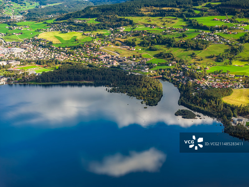 北欧挪威——霍达兰县，沃斯（VOSS）峡湾风光航拍图片素材
