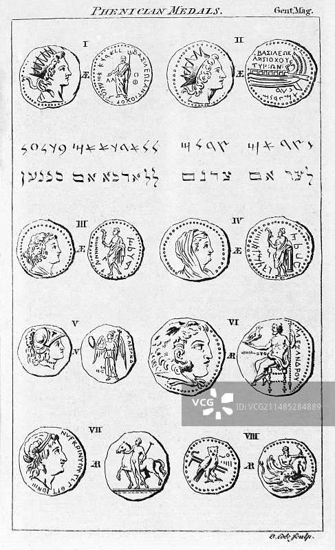 腓尼基硬币和文字图片素材