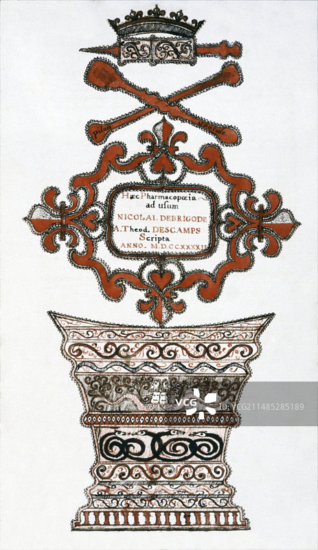 18世纪药典扉页图片素材