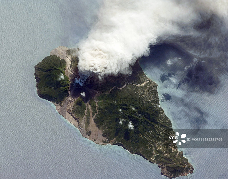 硫磺山喷发，国际空间站图像图片素材