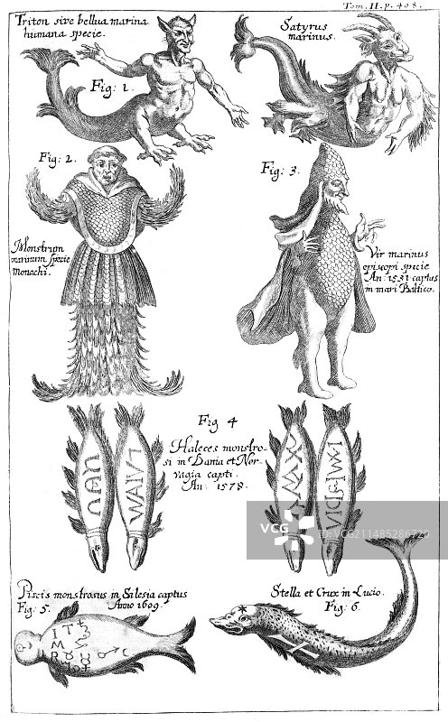 1696年的海怪艺术作品图片素材