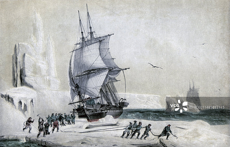 搁浅在浮冰上的星盘号图片素材