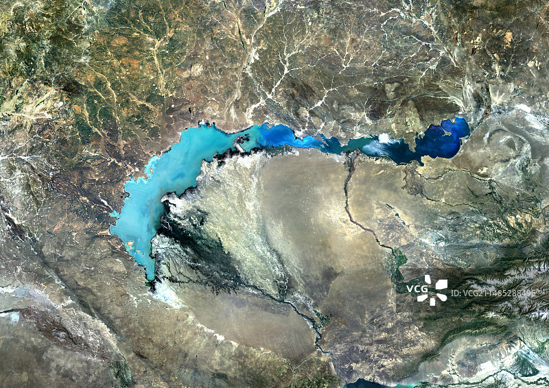 巴尔喀什湖卫星图像图片素材