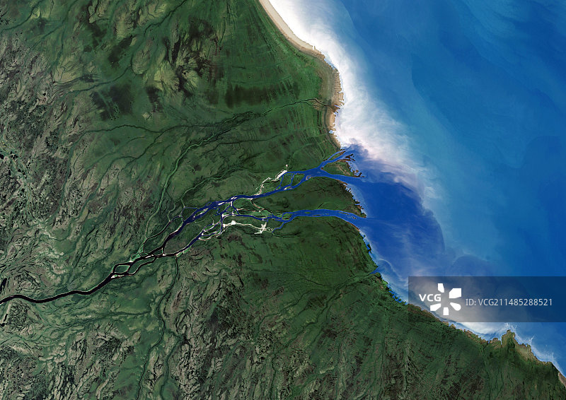 奥尔巴尼河三角洲，卫星图像图片素材