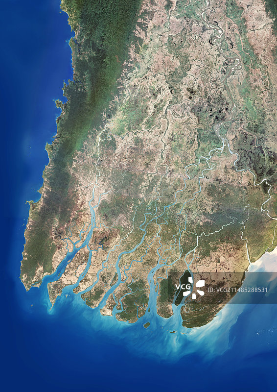 伊洛瓦底江三角洲卫星图像图片素材