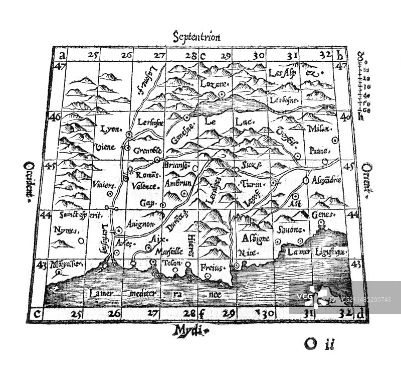 1552年欧洲区域地图图片素材
