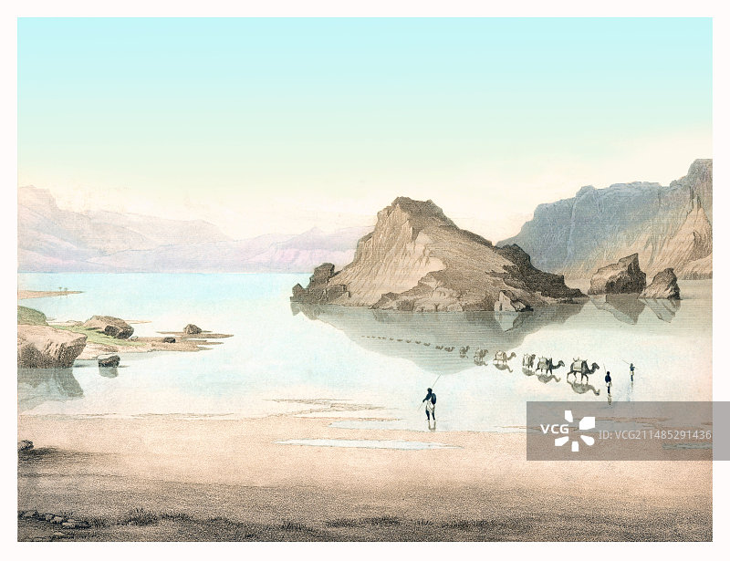 1854年艺术作品：沙漠海市蜃楼图片素材