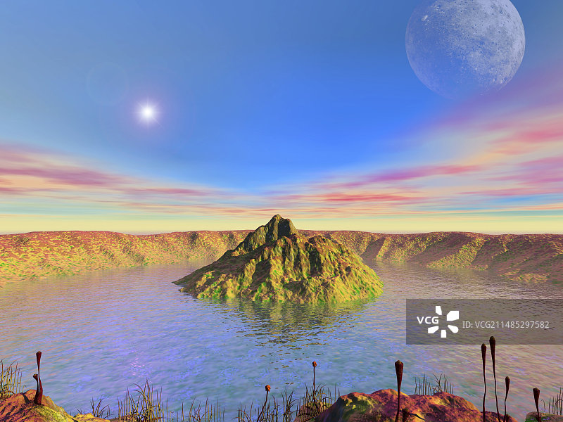 外星湖概念艺术图片素材