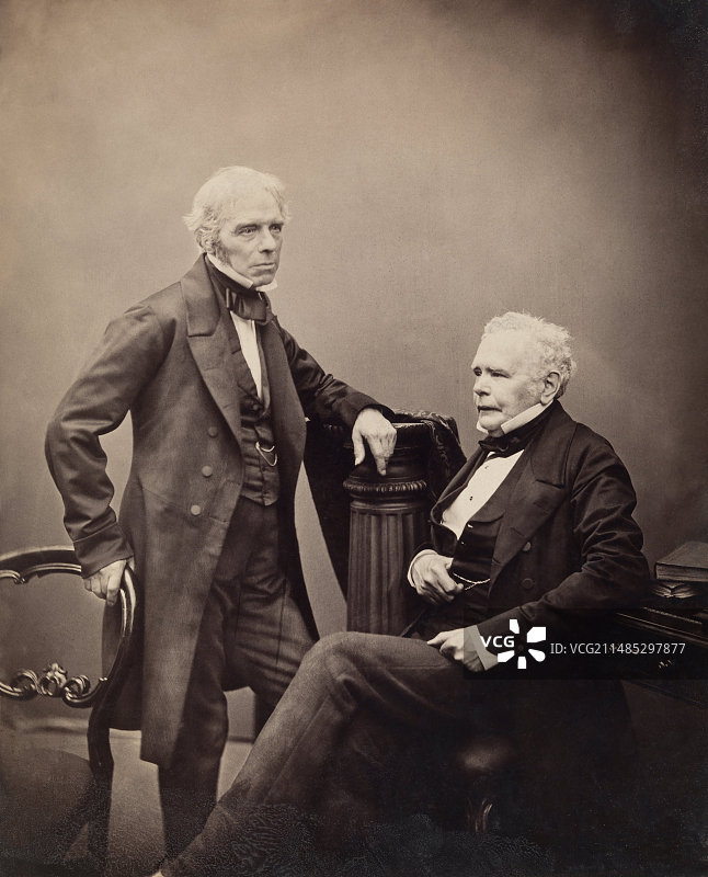 法拉第和布兰德，英国科学家图片素材