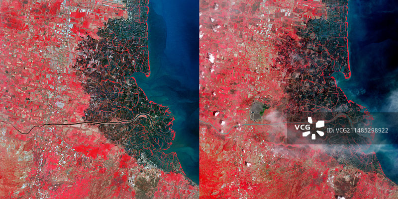 锡多尔佐泥流卫星图像图片素材