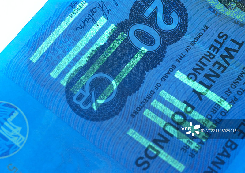紫外线下的20英镑苏格兰纸币图片素材