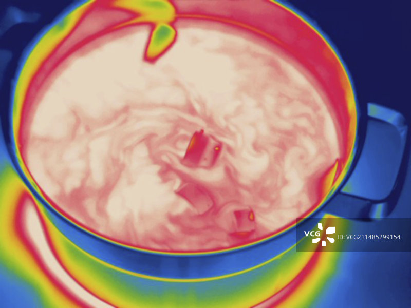 炉子上水壶的热成像图图片素材