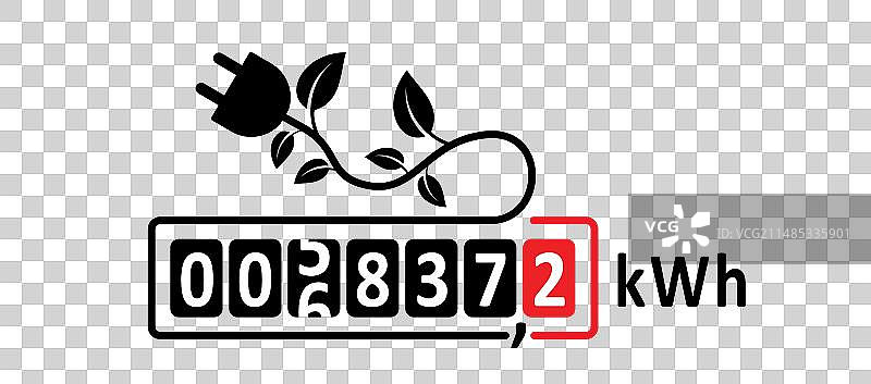 环保生物电表计数器和树叶图片素材