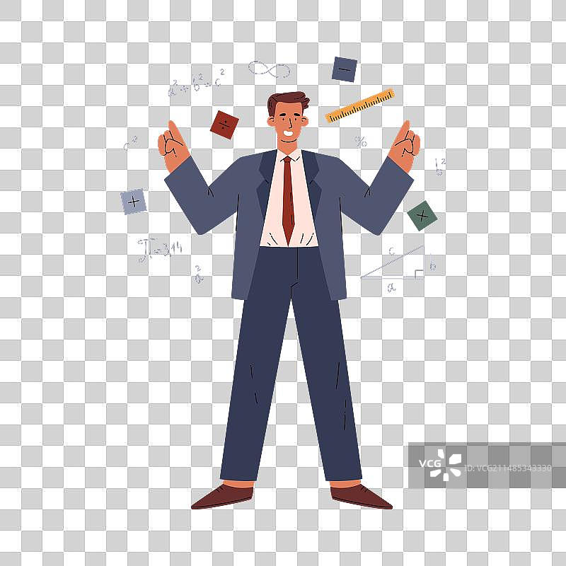 数学家指向符号和公式图片素材